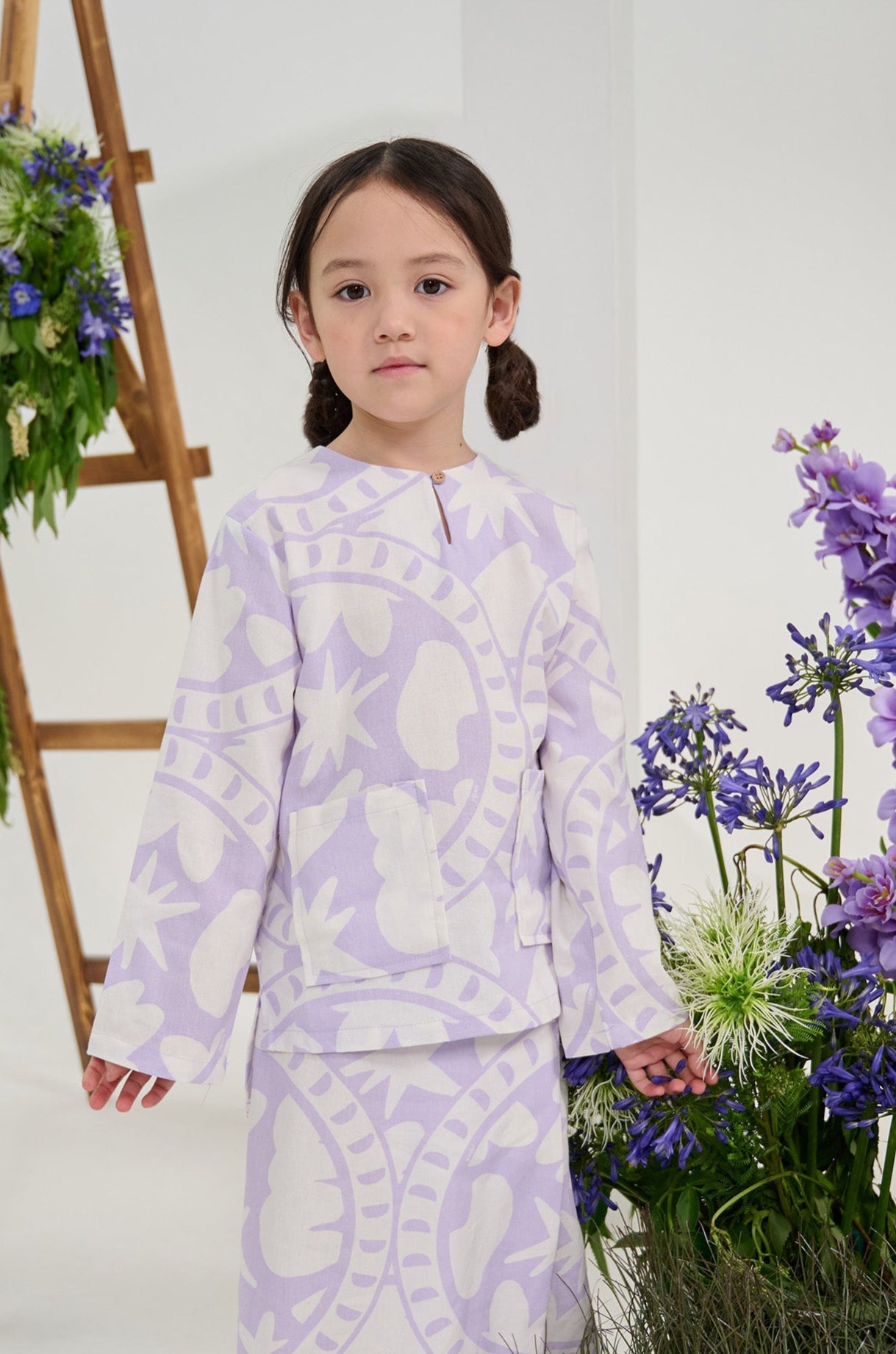 The Musim Collection Girl Kurung Top Winter Print - Umbi