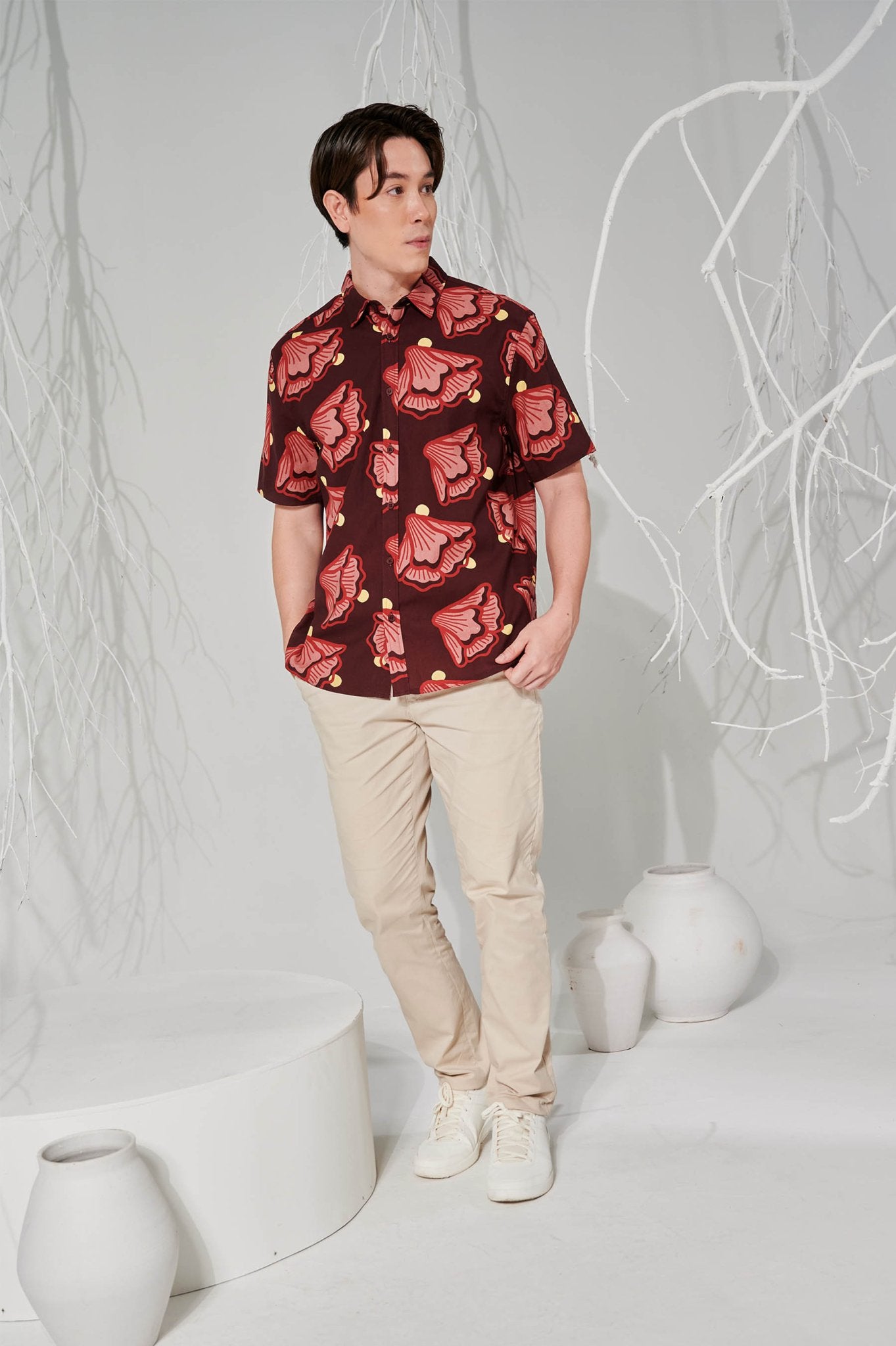 The Musim Collection Men Holiday Shirt Autumn Print - Umbi