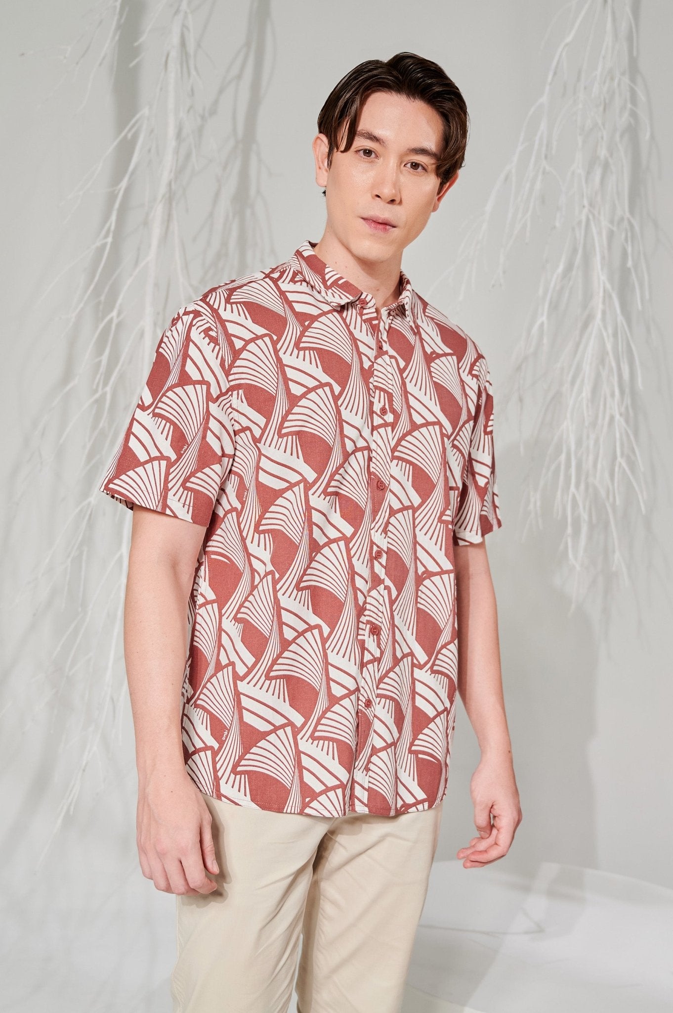 The Musim Collection Men Holiday Shirt Harvest Print - Umbi