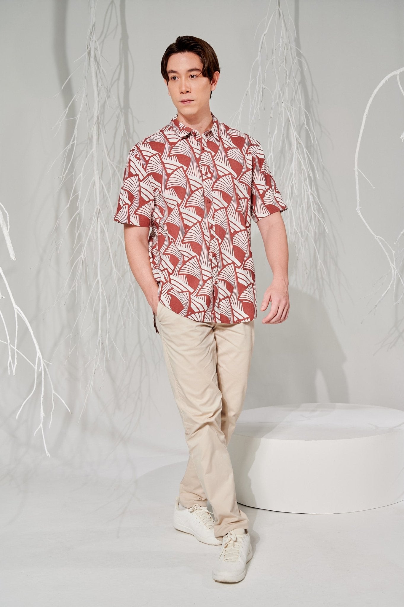 The Musim Collection Men Holiday Shirt Harvest Print - Umbi