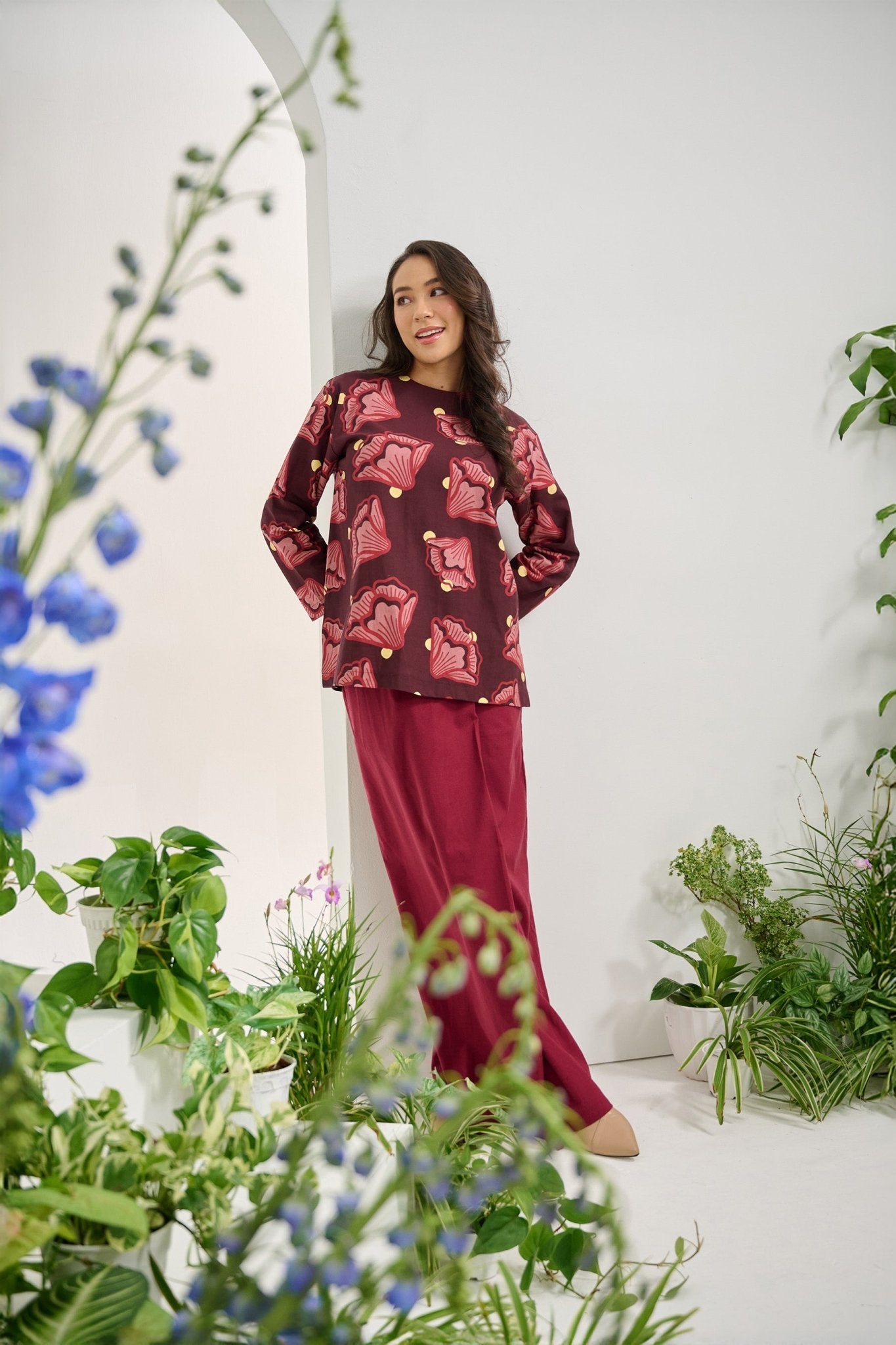 The Musim Collection Women Boxy Top Autumn Print - Umbi