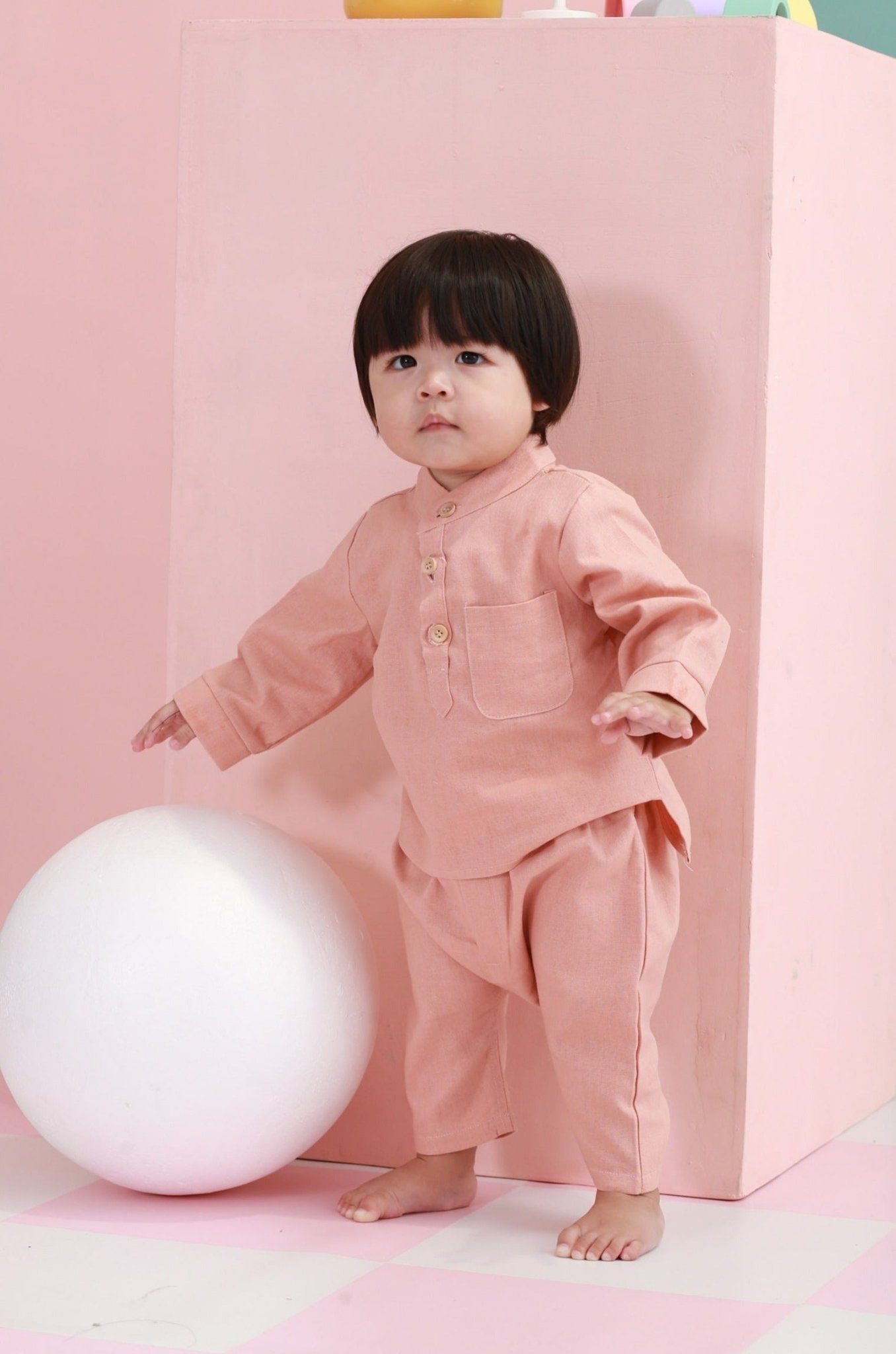 The Nikmat Collection Baby Baju Melayu Set Blush - Umbi