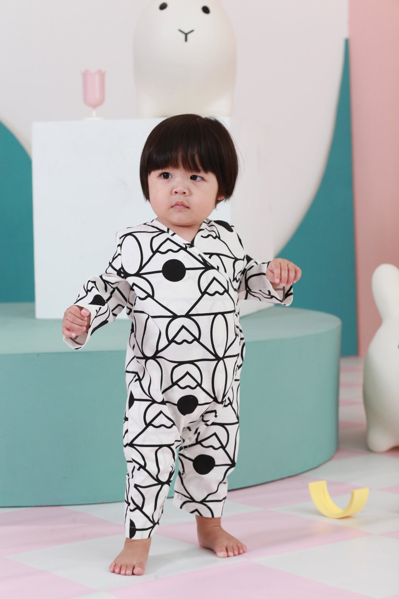 The Nikmat Collection Baby Kimono Jumpsuit Fuji Print - Umbi