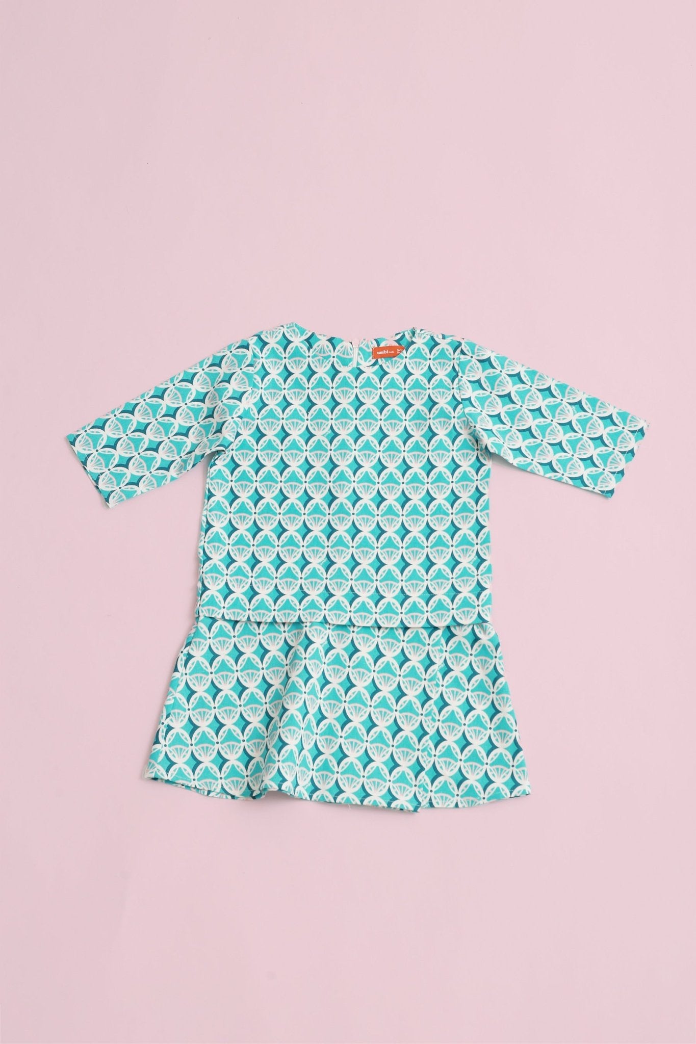 The Nikmat Collection Baby Kurung Dress Mint Drops Print - Umbi