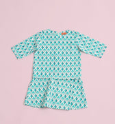 The Nikmat Collection Baby Kurung Dress Mint Drops Print - Umbi