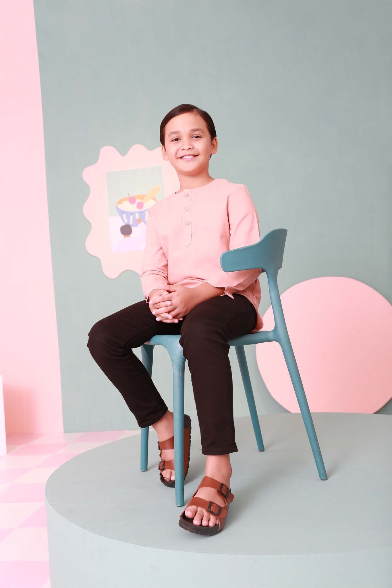 The Nikmat Collection Boy Kurta Top Blush - Umbi