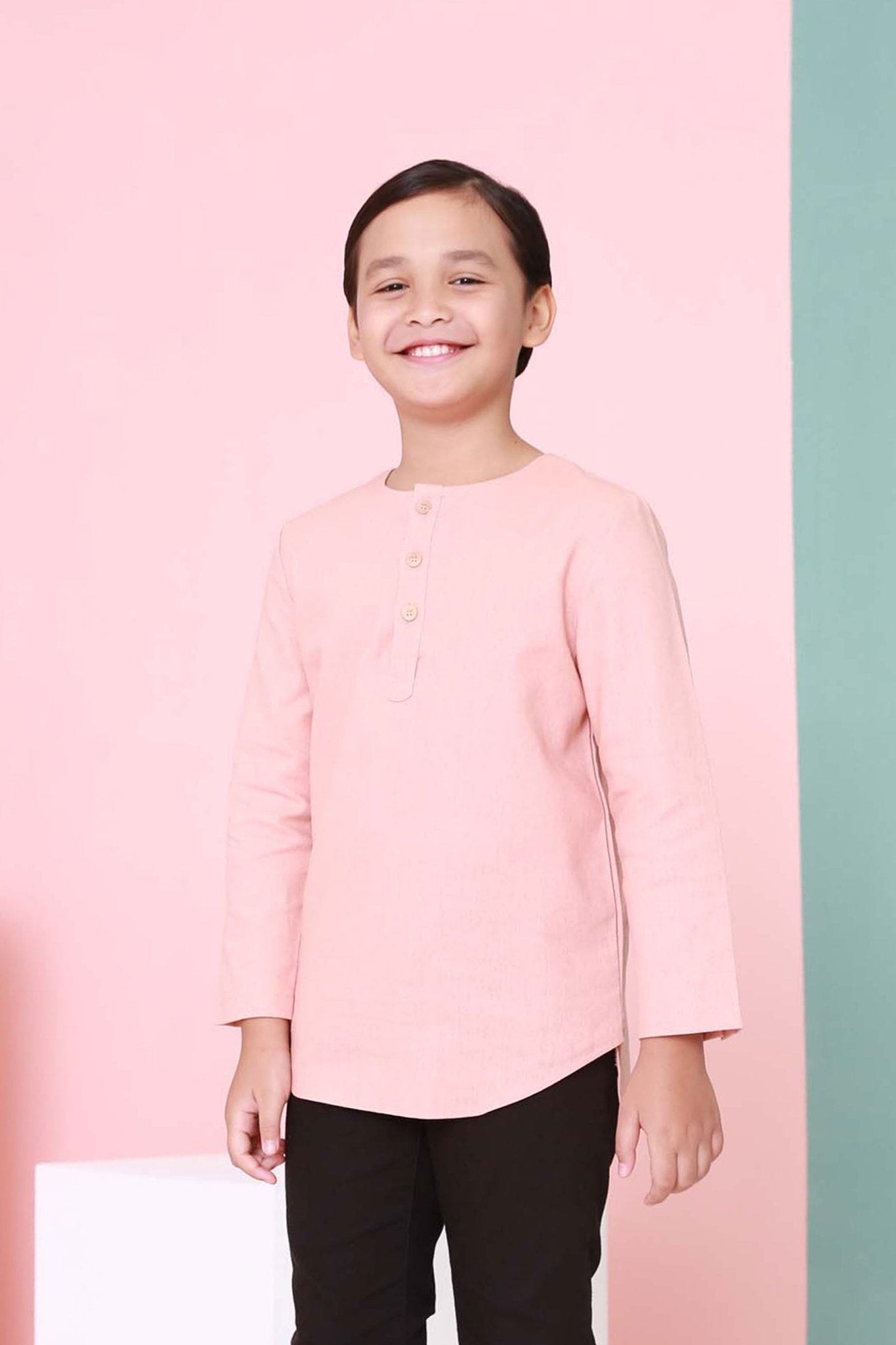 The Nikmat Collection Boy Kurta Top Blush - Umbi
