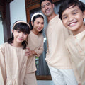 The Nikmat Collection Boy Kurta Top Checked Caramel - Umbi