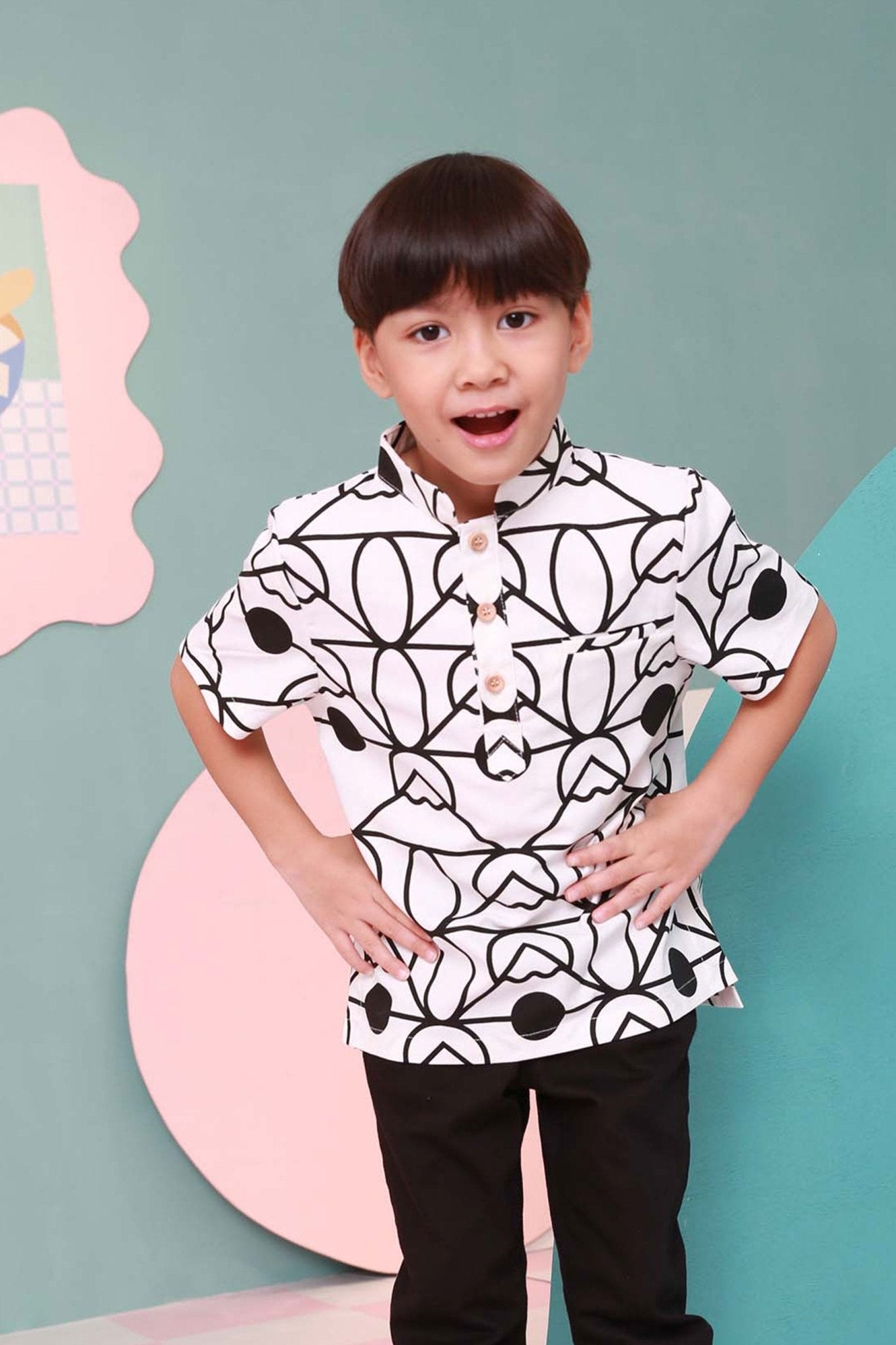 The Nikmat Collection Boy Short Sleeves Shirt Fuji Print - Umbi