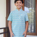 The Nikmat Collection Boy Short Sleeves Shirt Mint Drops Print - Umbi