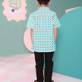 The Nikmat Collection Boy Short Sleeves Shirt Mint Drops Print - Umbi