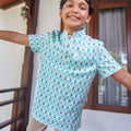 The Nikmat Collection Boy Short Sleeves Shirt Mint Drops Print - Umbi