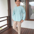 The Nikmat Collection Boy Teluk Belanga Top Mint Drops Print - Umbi