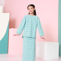 The Nikmat Collection Girl Kurung Top Mint Drops Print - Umbi