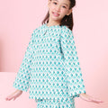 The Nikmat Collection Girl Kurung Top Mint Drops Print - Umbi