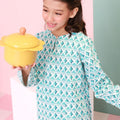 The Nikmat Collection Girl Kurung Top Mint Drops Print - Umbi
