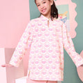 The Nikmat Collection Girl Mandarin Collar Kurung Top Cupcake Print - Umbi