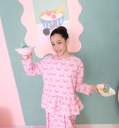 The Nikmat Collection Girl Petit Ruffle Blouse Cupcake Print - Umbi