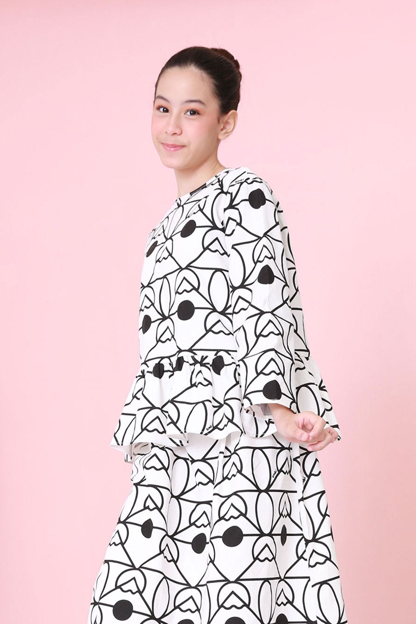 The Nikmat Collection Girl Petit Ruffle Blouse Fuji Print - Umbi