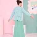 The Nikmat Collection Girl Petit Ruffle Blouse Mint Drops Print - Umbi