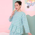 The Nikmat Collection Girl Petit Ruffle Blouse Mint Drops Print - Umbi