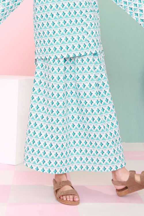 The Nikmat Collection Girl Teacup Skirt Mint Drops Print
