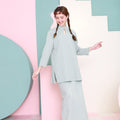The Nikmat Collection Women Mandarin Collar Kurung Blouse Checked Tiffany - Umbi