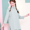 The Nikmat Collection Women Mandarin Collar Kurung Blouse Checked Tiffany - Umbi