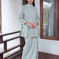 The Nikmat Collection Women Mandarin Collar Kurung Blouse Checked Tiffany - Umbi