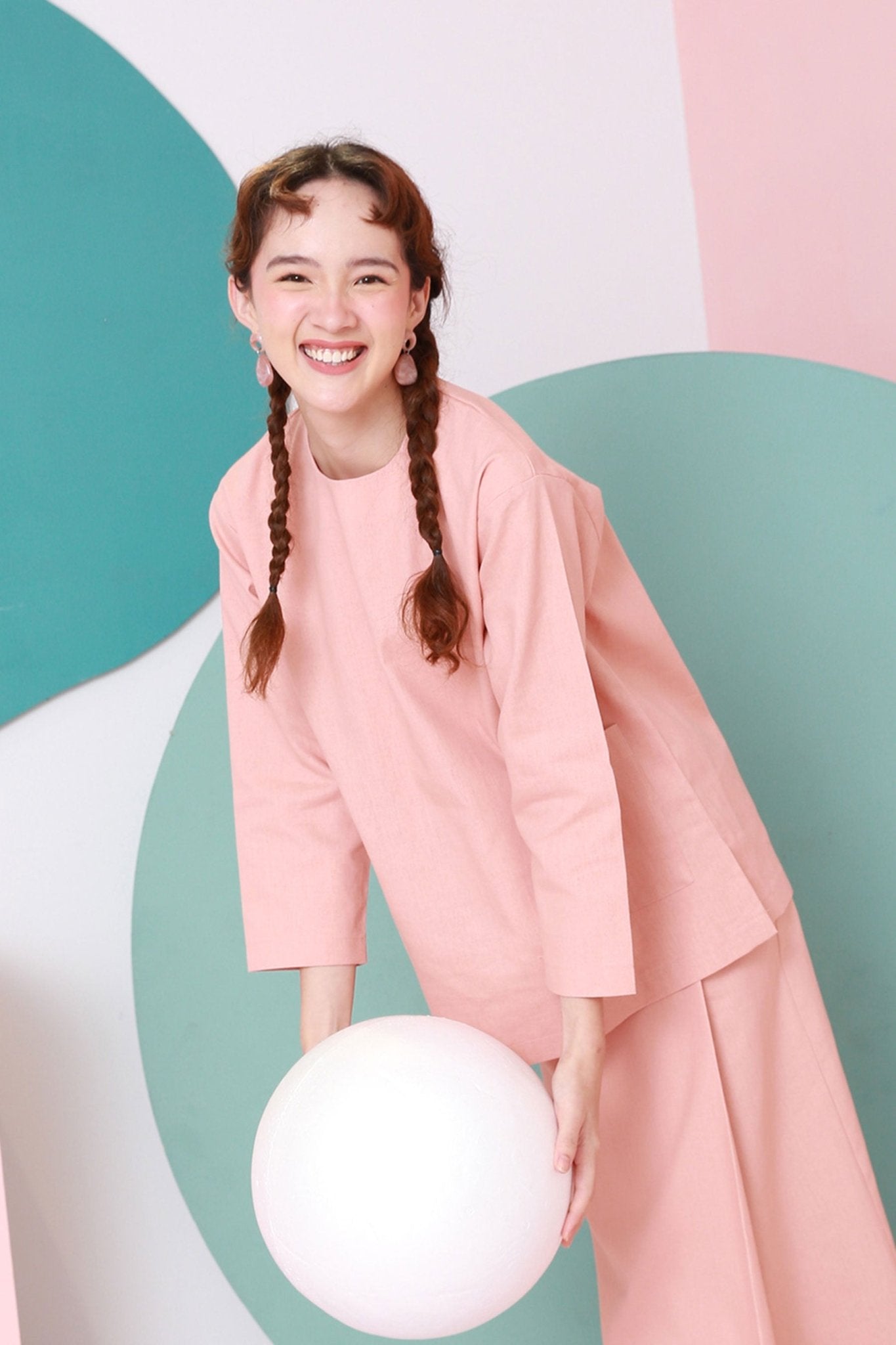 The Nikmat Collection Women Pair Pockets Boxy Blouse Blush - Umbi
