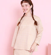 The Nikmat Collection Women Pair Pockets Boxy Blouse Checked Caramel - Umbi