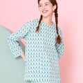 The Nikmat Collection Women Pair Pockets Boxy Blouse Mint Drops Print - Umbi