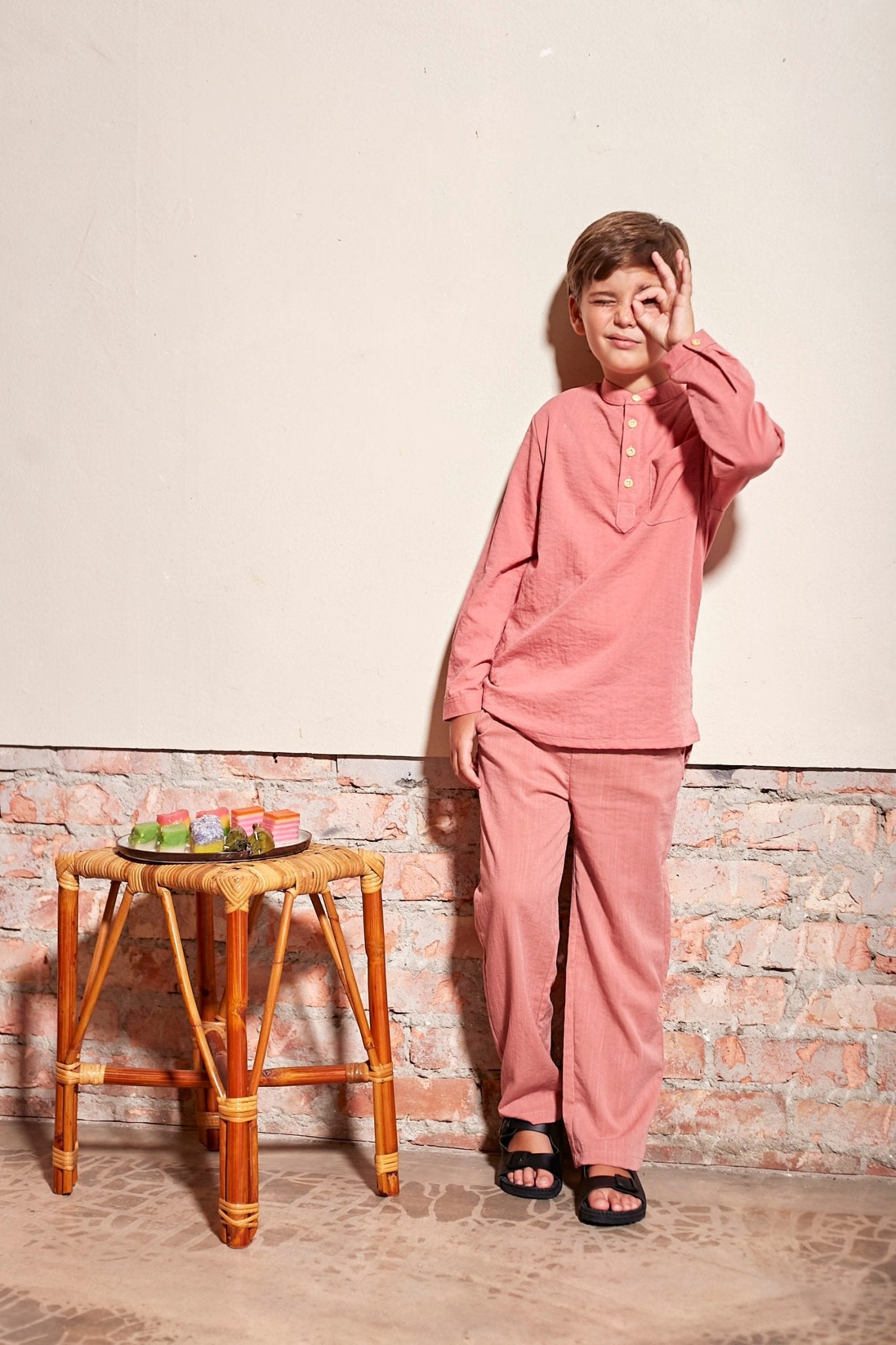 The Nostalgia Baju Melayu Set Watermelon Pink - Umbi
