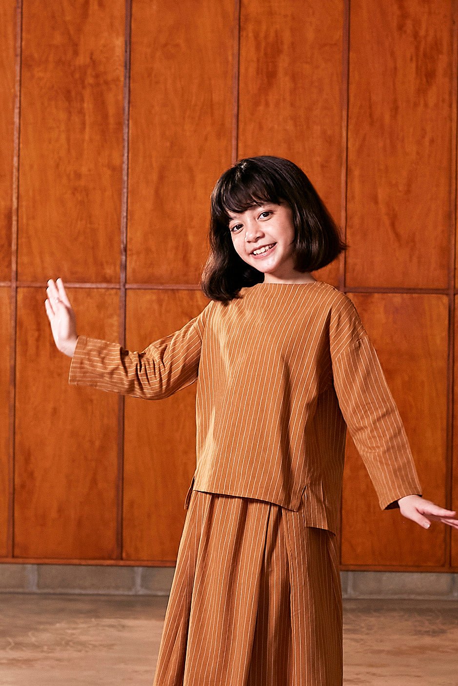 The Nostalgia Boxy Blouse Brown Stripes - Umbi