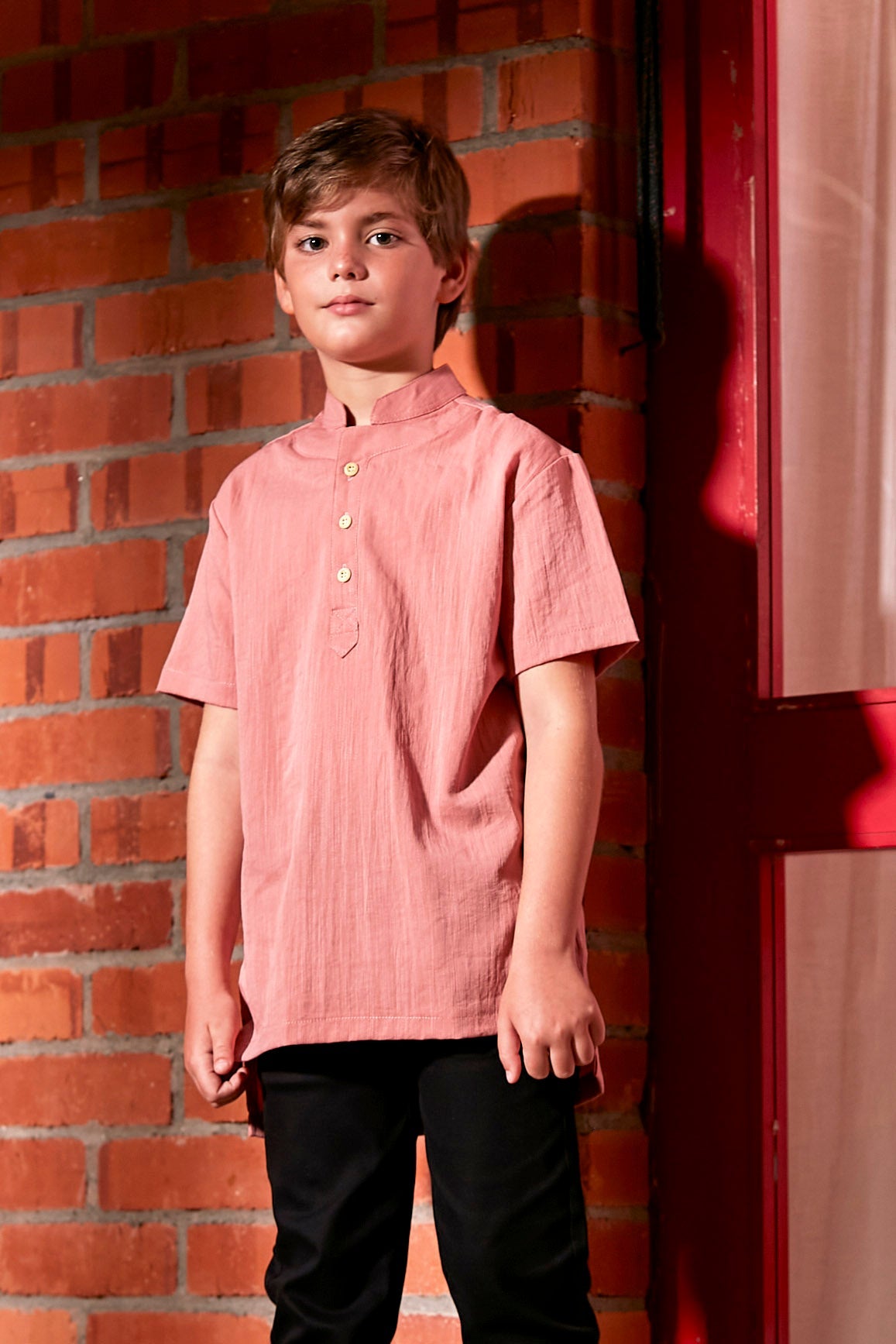 The Nostalgia Modern Short Sleeves Shirt Watermelon Pink - Umbi