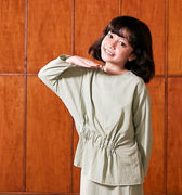 The Nostalgia Ruched Top Matcha Green - Umbi