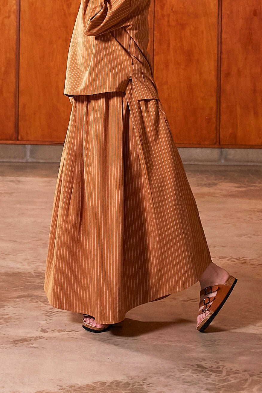 The Nostalgia Teacup Skirt Brown Stripes - Umbi