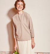 The Nostalgia Women Boxy Blouse Checked Sand - Umbi