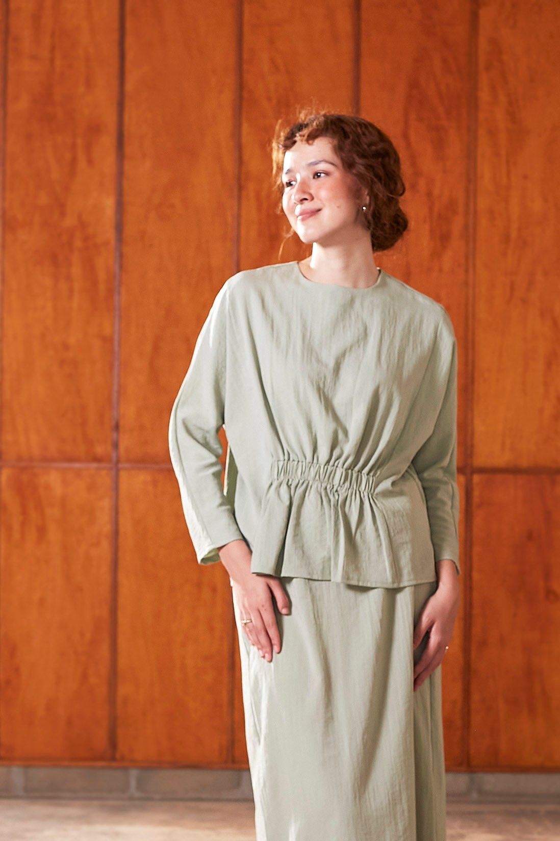 The Nostalgia Women Ruched Top Matcha Green - Umbi