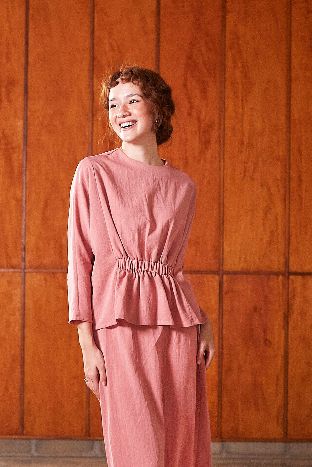 The Nostalgia Women Ruched Top Watermelon Pink - Umbi