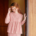 The Nostalgia Women Ruffle Blouse Checked Red - Umbi
