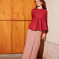 The Nostalgia Women Ruffle Blouse Red - Umbi
