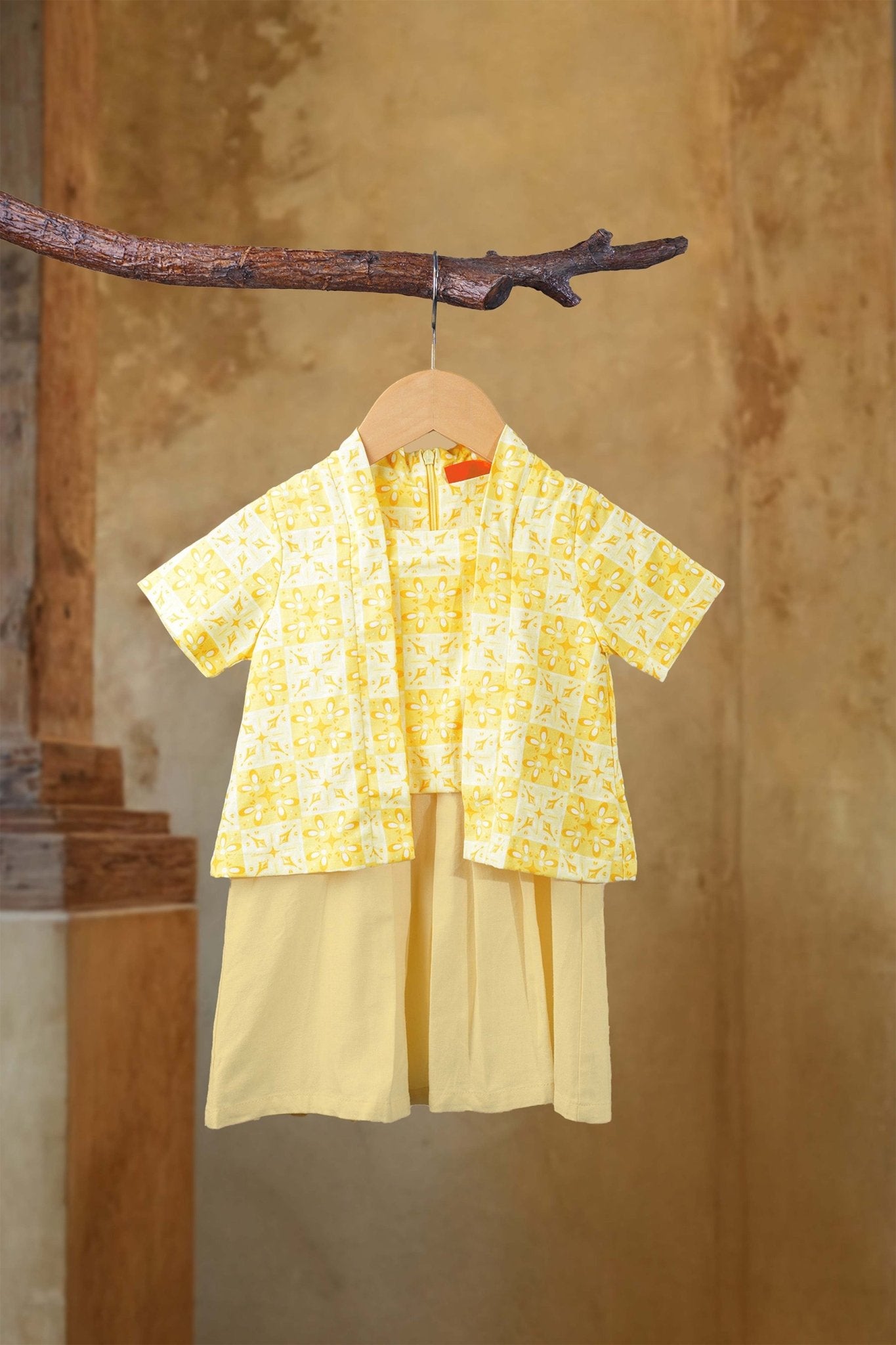The Nusantara Collection Baby Kebarung Dress Butter Yellow - Umbi