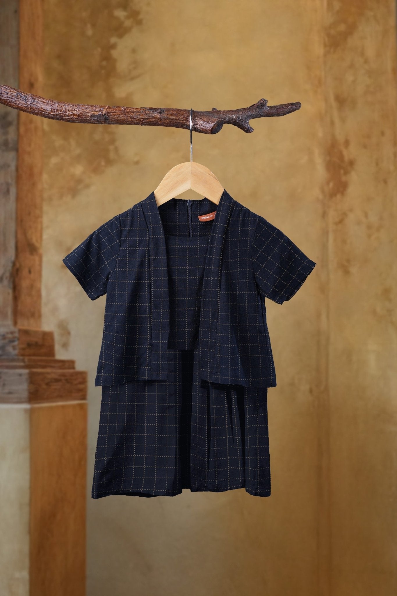 The Nusantara Collection Baby Kebarung Dress Checked Black - Umbi