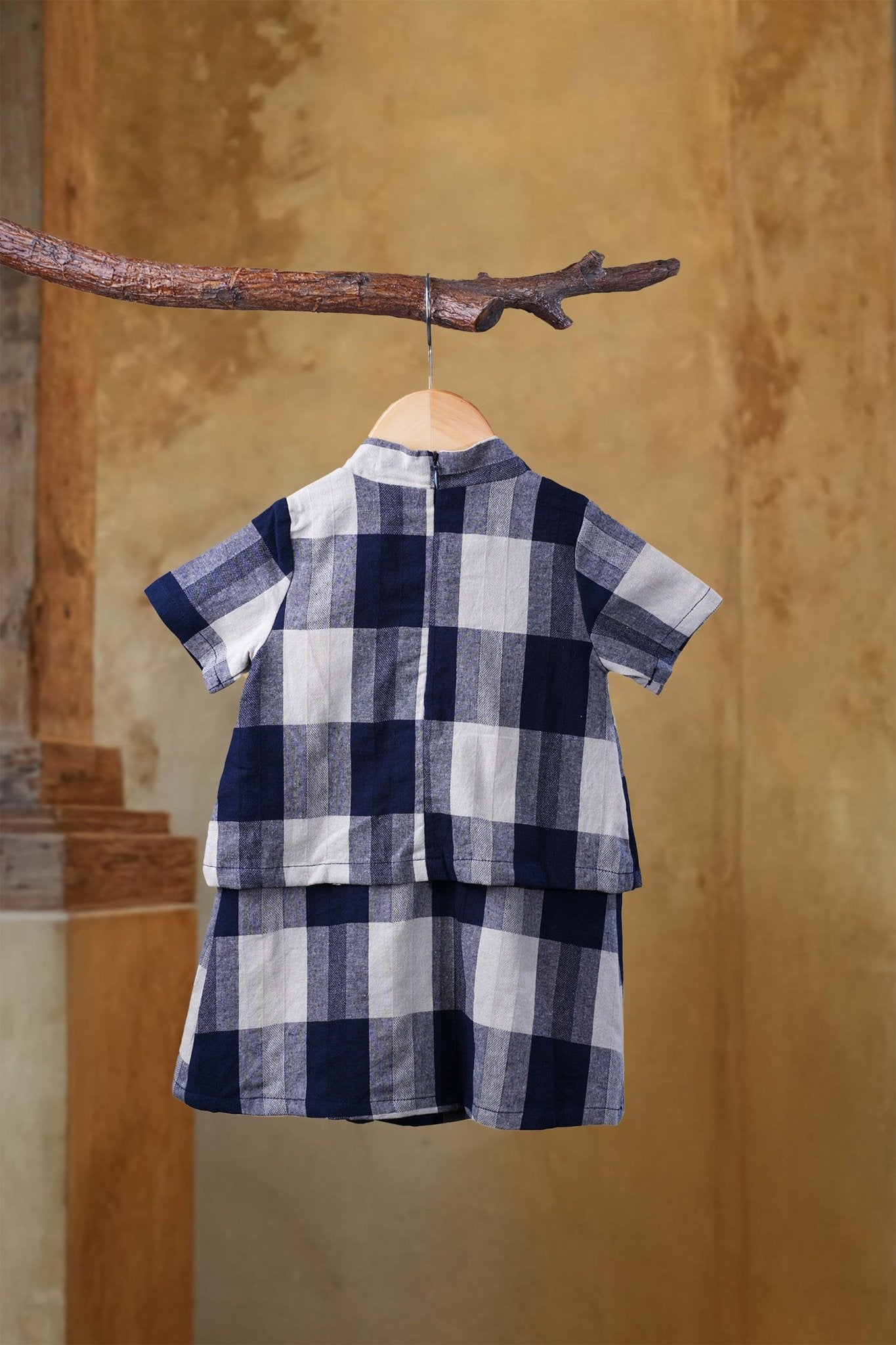 The Nusantara Collection Baby Kebarung Dress Checked Navy - Umbi