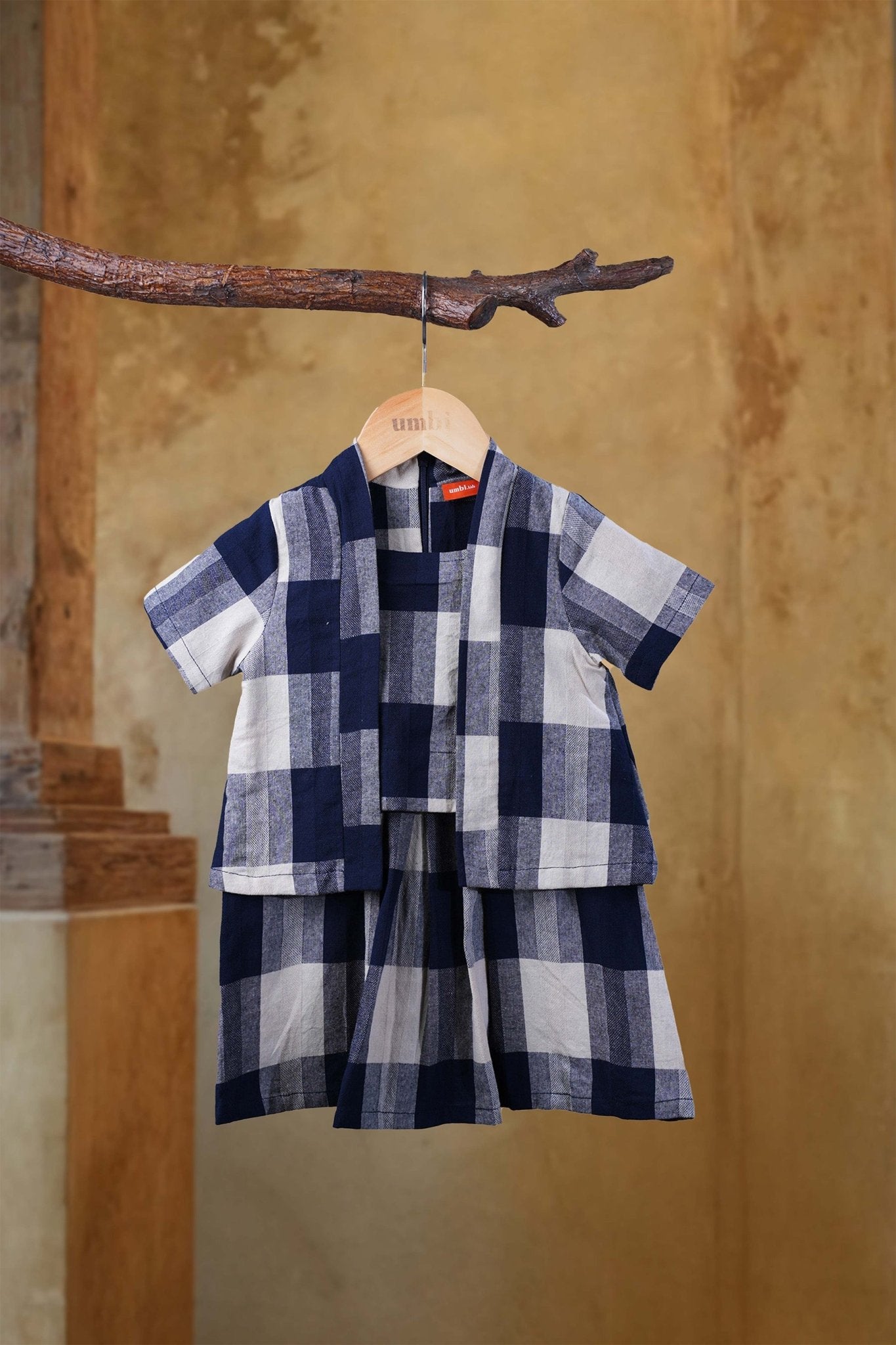 The Nusantara Collection Baby Kebarung Dress Checked Navy - Umbi