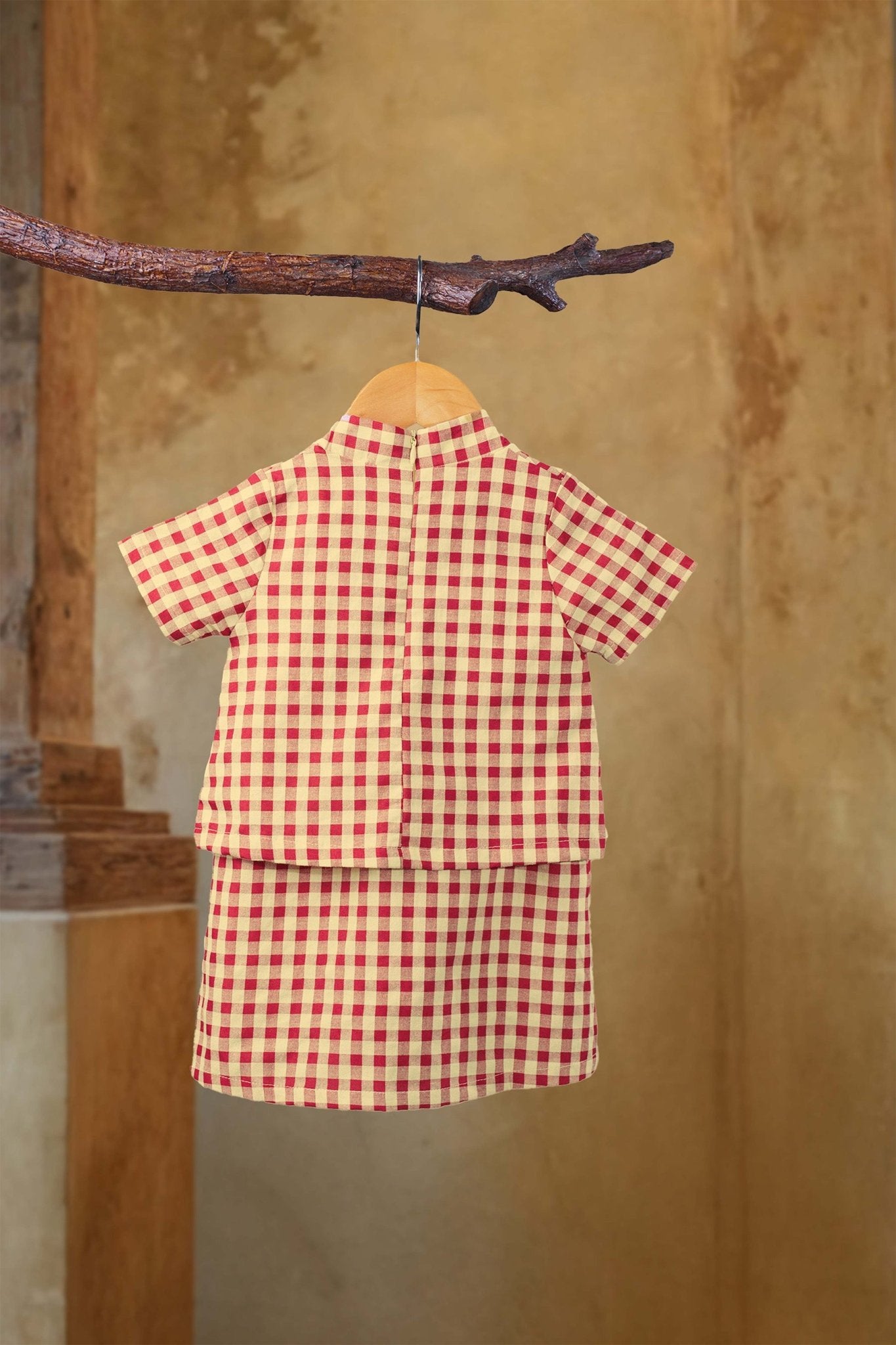 The Nusantara Collection Baby Kebarung Dress Checked Red - Umbi