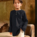 The Nusantara Collection Boy Long Sleeve Kurta Checked Black - Umbi