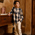 The Nusantara Collection Boy Long Sleeve Kurta Checked Navy - Umbi