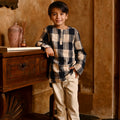 The Nusantara Collection Boy Long Sleeve Kurta Checked Navy - Umbi